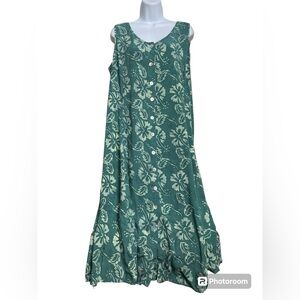 Norm Thompson Teal Floral Sleeveless Midi Dress
